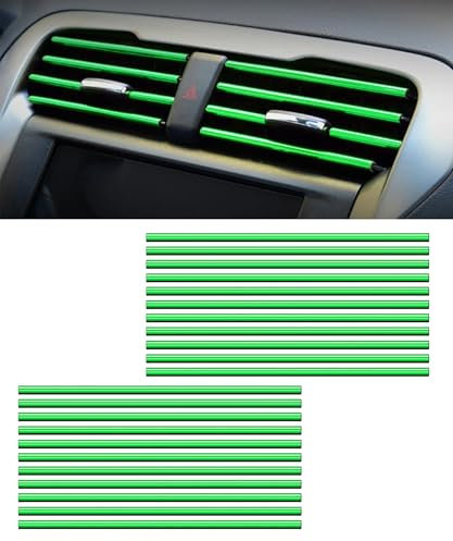 Flaconi 20 Stück Auto-Lüftungsschlitz Dekoration, Zubehör, Tuning Innenraum, Styling Zierleisten DIY Lüftungsgitter Innenausstattung Streifen für die Meisten Lüftungsschlitze (Grün)