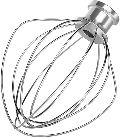 YILANJIN K45WW 6-Wire Stainless Steel Whisk, Compatible with KitchenAid 4.5QT Stand Mixer, Egg Cream Stirrer, Balloon Whisk, Wire Whip Attachment