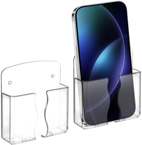APLZGMG 2 styck Universal väggfäste mobil, Självhäftande mobilhållare vägg med laddningshål, Transparent mobilväggfäste, Mobilhållare vägg Väggmonterad sängorganisatör För säng Vardagsrum