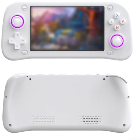 Console di gioco portatile retrò con display IPS 4.3, memoria da 64 GB o 128 GB, batteria da 3000 mAh, supporta oltre 30 emulatori di gioco classici, design compatto portatile (64 G bianco)