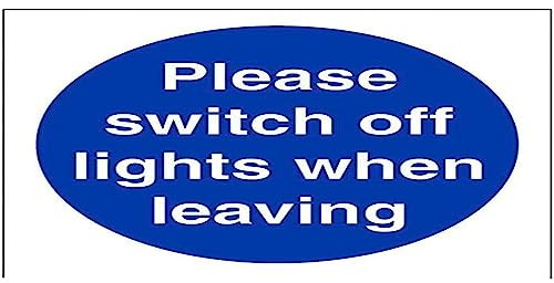V Safety Please Switch Off Lights When Leaving Sign - 100mm x 100mm - 1mm Rigid Plastic