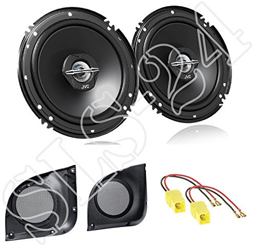 LSP-Set: JVC - CS-J620X - 300Watt / 30Watt RMS 2-Wege Koaxial - Lautsprecher-Paar + Lautsprecherkabel und Ringe für FIAT Punto (188) 02/1999 > 04/2007 Einbauort: Türe Front