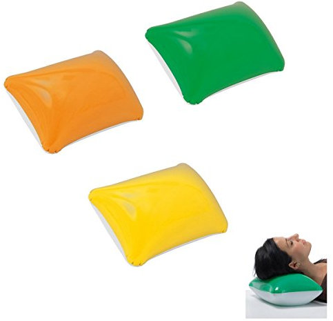 3x aufblasbares Kissen / Strandkissen / Farbe: je 1x gelb, grün, orange