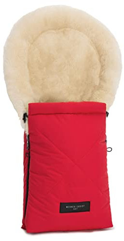 WERNER CHRIST BABY, Lammfell-Fußsack OSLO für Babywanne – Winterfußsack aus medizinischem Fell (ab 0 bis 6 Monate) für Tragetasche, Babyschale, Kinderwagen, in Chili Red (rot)