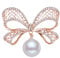 Belons Broche en forme de nœud en or rose avec perles et strass pour mariage, banquet, bouquet pour femmes et filles, Métal, Perle
