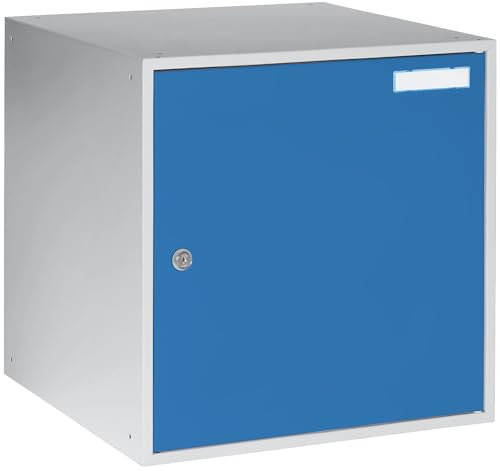 QUIPO eurokraft | Basic | Schließfachwürfel | HxBxT 450 x 450 x 450 mm | Vollblechtür | lichtgrau/lichtblau
