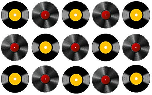 KOCAWIS15 x 2 inch cupcake toppers LP record edible icing