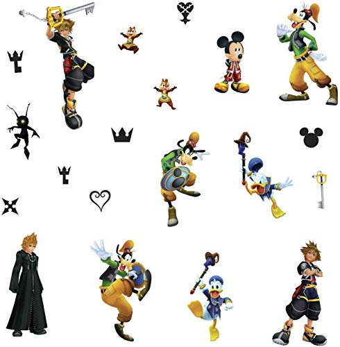 RoomMates Kingdom Hearts Wandaufkleber zum Abziehen und Aufkleben, Schwarz, Gelb, Blau