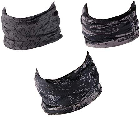 Hilltop 3x Motorrad Multifunktionstuch, Kopftuch, Halstuch, Bandana 3-er Set in ausgewählten Designs, Schlauchtuch für Damen und Herren, 3er Set:Sprayed Grey Selection