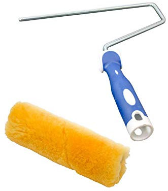 Handelskönig Farbwalze Lammfell mit Bügel 25 cm Softgriff Lamm-Walze Farbrolle Malerrolle - 8 mm Durchmesser - Farbwalze Malerwalze Farbroller Malerbedarf