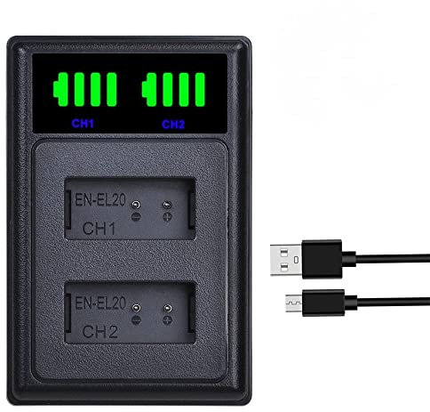 PowerTrust EN-EL20 EN-EL20a Battery Charger for Nikon 1 J1 J2 J3 AW1 V3, Coolpix A, P1000, COOLPIX P950 Camera