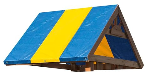 Squirrel Products Tarp Canopy Shade Replacement for Playground Swing Set - 52 x 89 Inch - Blue and Yellow
