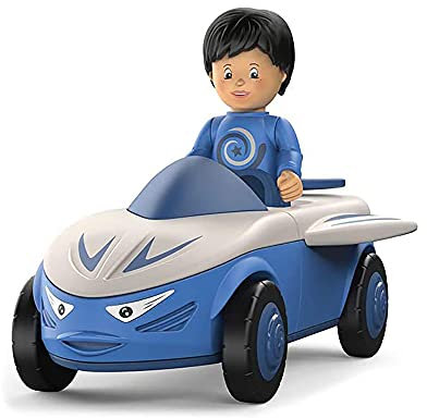 Toddys by siku 0107, Mike Moby, 2-teiliges Spielzeugauto, Zusammensteckbar, Inkl. beweglicher Spielfigur, Hochwertiger Schwungradmotor, Blau/Grau, Ab 12 Monaten