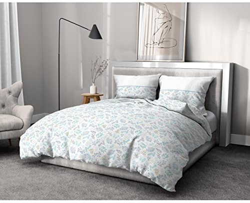 Home Linge Passion Bettbezug, 3-teilig, 100% Baumwolle, 57 Fäden, 2 Personen, 220 x 240 cm, Blau