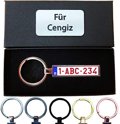 Bl4ckPrint B4P Schlüsselanhänger Kennzeichen Belgien Nummernschild Auto KFZ Individuell als Geschenk Für Autoliebhaber Autofans Männer Mini mit Namen personalisiert