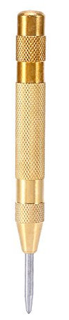 Tyenaza Punzone Center Automatico, Set punzone a Centro Caricato a Molla in Ottone da 12,7cm/5 Pollici con Corsa Regolabile per Metallo o Legno