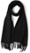 Prettystern langer und weicher Wollschal einfarbig mit Fransen für Herbst Winter Herren und Damen - Schwarz