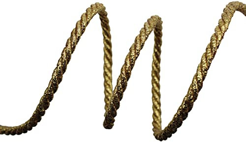 5 Metri Cordoncino Cordino Acetato Lurex Oro Altezza 0,8 cm Corda Fai da Te rifinitura