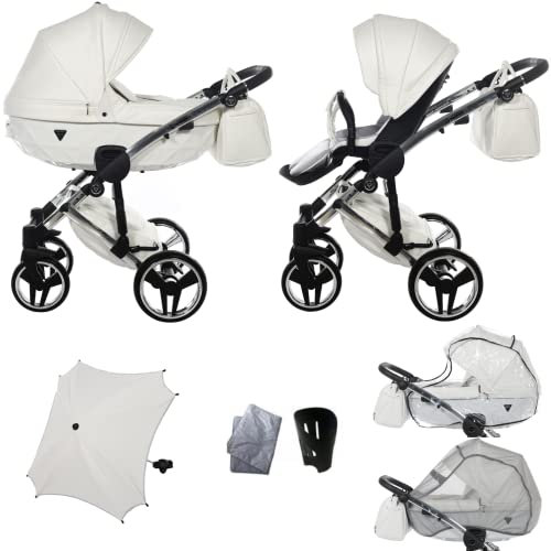 Neu! Original Junama Diamond Individual Line v2 Modulsysteme Kombikinderwagen 2in1 Exclusive Prams (05 Silber Weiß)