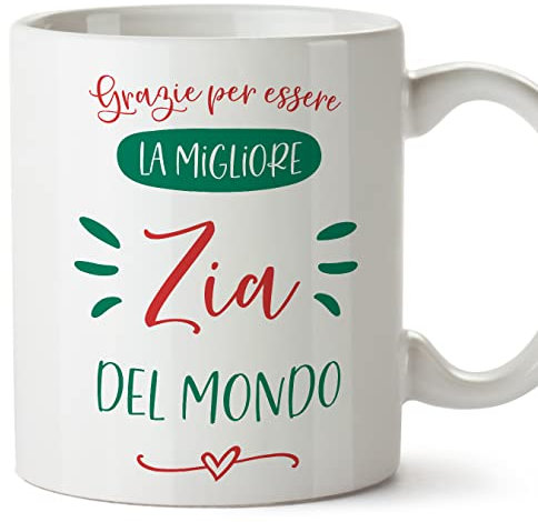 Mugffins Tazza in ceramica per ZIA 350 ml - In italiano - Grazie migliore famiglia - Idea regalo per compleanno, anniversario, natale
