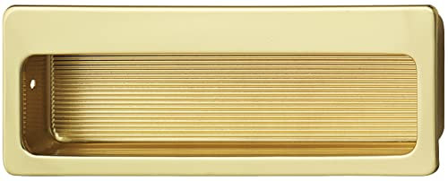 Gedotec Maniglia a conchiglia in metallo | Per porta scorrevole da incollare | In ottone lucido | Elegante design retrò | 75 x 32 mm | Porte a soffietto | Maniglie per mobili | 1 Pezzo