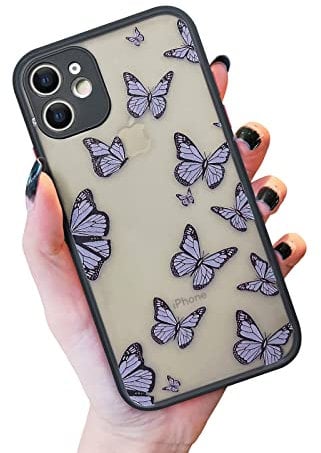 Newseego Case Compatible with iPhone 11, Cute Fashion Purple Butterfly Design iPhone 11 Case for Girls Women Matte Back Cover Hard TPU Shockproof Protective Case for iPhone 11