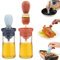 SAMSYOKI 2pcs 180ml Botella de Aceite con Cepillo de Silicona, 2 en 1 Botella dispensadora de Aceite con brocha Botella de Aceite de Cristal para cocinar/Hornear/BBQ/repostería (Azul + Rojo)