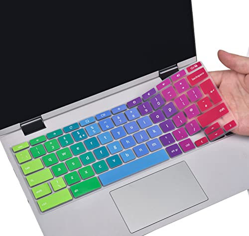 Keyboard Cover for ASUS Chromebook Flip C434 C434TA C433TA, ASUS Chromebook C423 C425 C523NA, ASUS Chromebook C302 C302CA Skin, EU/UK Layout -Rainbow