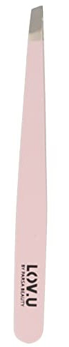 PARSA Beauty LOV.U - Pince à épiler professionnelle (rose) - Avec surface de préhension oblique pour épiler les sourcils - Pince à épiler - Pincette - Épilation des yeux - Tweezers