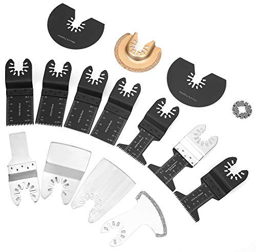 Oszillierende Sägeblätter, Set mit 15 Multifunktionswerkzeugen aus Hartmetall, Zubehör für oszillierende Werkzeuge für, Fein, usw.