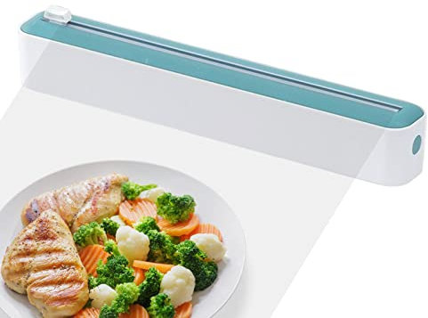 Youding Foil Dispenser with Cutter, 2 in 1 Foil Dispenser Organizer with Parchment Paper, Refillable Cling Wrap Dispenser, Wrap Dispenser Aluminum Foil Cling Film Dispenser for Kitchen Drawer, Green