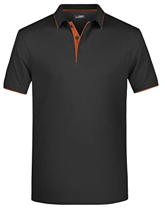 James & Nicholson Herrenpolo Multi Stripe - Klassisches Polo mit Kontraststreifen | Farbe: black/orange | Grösse: M