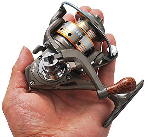 Gaderth Mini-Spinnrolle, 5,2:1 Zahnrad-Metall-Angelrolle, 13 + 1BB leistungsstarke Spinn-Angelrollen mit austauschbarem Griff, kleine kompakte Angelrolle für Karpfen, Barsch, Forelle, Angeln Mini 150