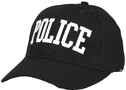 HIXNUG Police Cap Black Police Baseball Hat Adjustable Fancy Dress Hat Halloween Costume Accessories for Unisex Adult