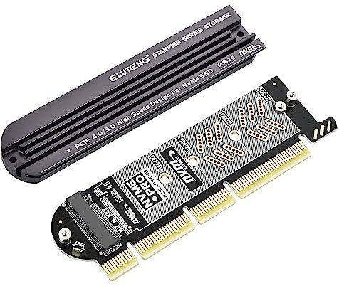 ELUTENG M.2 PCIe X4 NVMe Adapter, Aluminium-Kühlkörper-Lösung, NVMe PCI-Express SSD Erweiterungskarte unterstützt PCIE 3.0 4.0 und X4 X8 Steckplätze für M Key/B&M Key 2230 2242 2260 2280 SSD