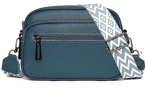 TIAASTAP Crossbody Bags for Women - Leather Handbags & Shoulder Bags with Adjustable Wide Strap Camera Cross Body Bag for Ladies Girls Travel Shopping Work Daily Use (Z01-Blue)