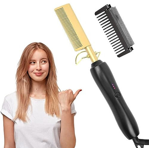 Barley Direct Peine Alisador de Cabello, Alisador PortáTil de Viaje con 3 Ajustes de Temperatura, Multiusos Peine Afro Para Todo Tipo de Cabello