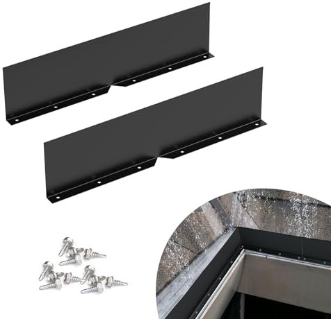 Flamorrow 2 Stück Aluminium-Regenrinnen-Spritzschutz, faltbar, Regenwasser-Dachrinnenschutz mit Schrauben, biegbarer Dach-Regenumsteller für Haus, flache Schindeldächer, Tal, Ecke, schwarz