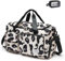 Kleine Sporttasche für Damen, Reisetasche, Handgepäck, Wochenendtasche mit Schuhfach, Leaopard#Yellow, Turnbeutel und Kulturbeutel