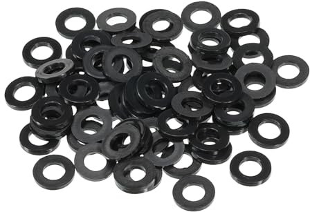 PATIKIL M6 Arandela Plana de Nylon, 150Pcs Arandela Plana de Plástico Redondo Juntas Toricas Sellado Espaciador para Tubería Manguera Sujetador Perno, 6x12x1.5mm (ID*OD*Gorsor), Negro