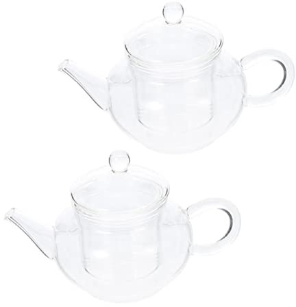 Macchina per il tè 2 pezzi Teiera con filtro Tazze da caffè in vetro trasparente Teiera isolata Infusore per tè in vetro Piccola teiera in ceramica con infusore Brocca per acqua in vetro Vetro