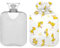 ZZXXB Cartoon Enten Wärmflasche mit Fleece-Bezug, PVC-Wärmflasche, 1 Liter