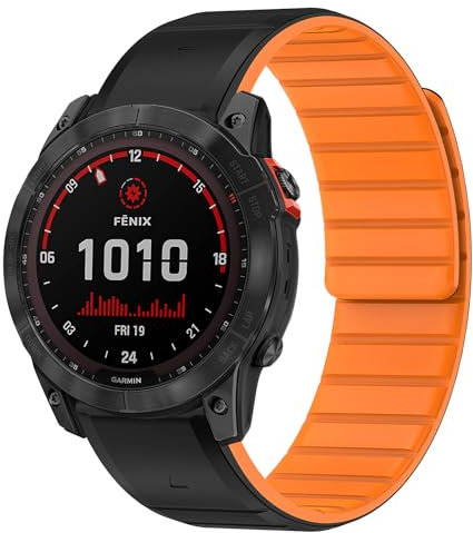 YASPARK Magnetbänder für Garmin Fenix 6X Pro, 26mm Magnetisches Silikonarmband für Fenix 7X/Fenix 7X Solar/Fenix 7X Sapphire Solar/Fenix 6X/Fenix 3/Fenix 3 HR/Fenix 5X/Fenix 5X Plus/Fenix 3 Sapphire
