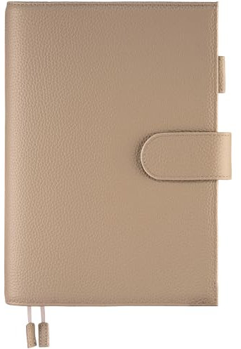 Ox Knight Lederplaner für Hobonichi Cousin, Stalogy, Midori, Leuchtturm1917 und mehr, A5, mit Stiftschlaufe, Kartenfächern, Rückentasche und Lesezeichen, (Taupe)