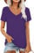 AirMood Maglietta Estiva da Donna, Scollo a V, Casual, a Maniche Corte, Tunica, Viola, XL