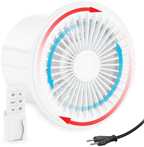 HG Power 150mm Ventilatore da Bagno Ventilatore di Scarico a due vie con Telecomando 3 Velocità Silenzioso per la Ventilazione di Scarico e Aspirazione in Bagni Cucine Bagni Garage e Cantine
