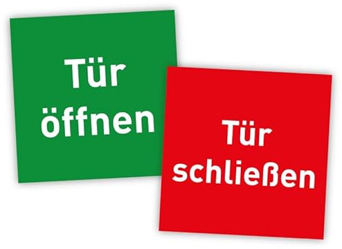 2x Aufkleber „Tür öffnen & Tür schließen“ im Set für Taster Schalter Brandschutztür Feststellanlage | 52x52 mm Made in Germany, Größen Name: 1x Sparset | 52x52 mm
