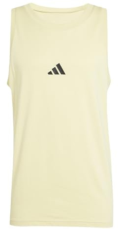 Adidas Herren Essentials SMALL Logo Single Jersey Tank TOP, Powder Yellow/Black, L