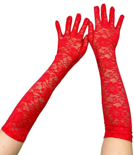 1 Paar Handschuhe, Lang Satinhandschuhe, Damen Fingerlose Handschuhe Spitze, Handschuhe Lange, Netz Handschuhe, Abendhandschuhe, Für Party Abend Prom Oper Party Handschuhe