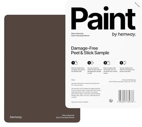 Hemway - Peel & Stick Sample for Our Chalk Based Furniture Matt Paint - Dark Chocolate Brown | A5 Damage-Free, Accurate Colour Swatch | Test Our Chalky Matt Shabby Chic Finishes for Interior Decor